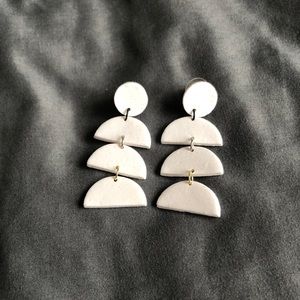 white half moon earrings